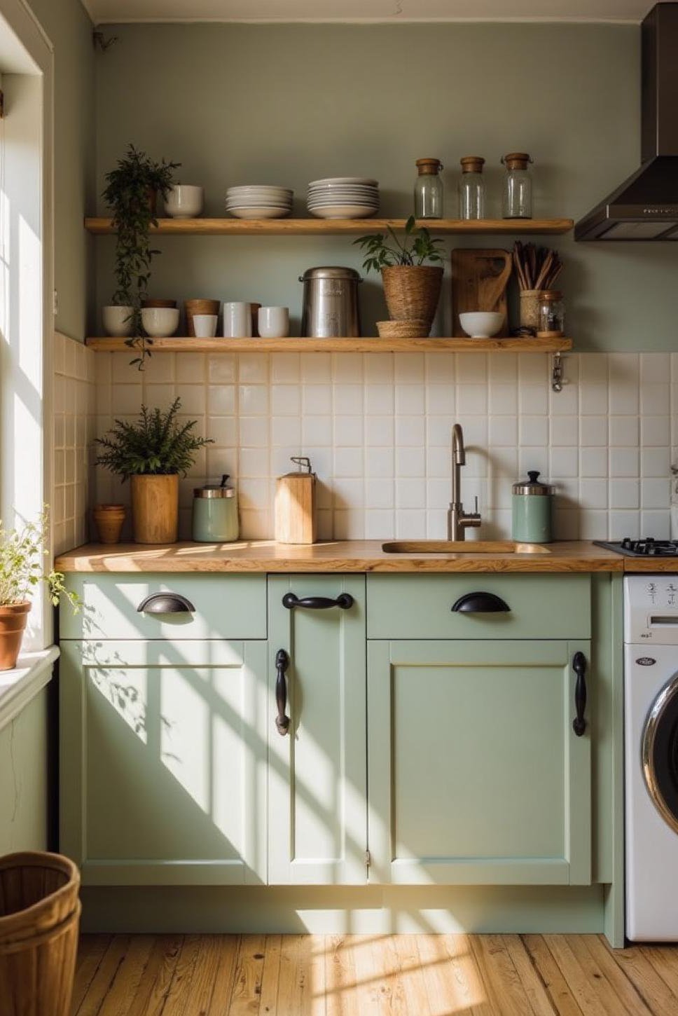 Small Sage Green Kitchen: Space-Maximizing Design