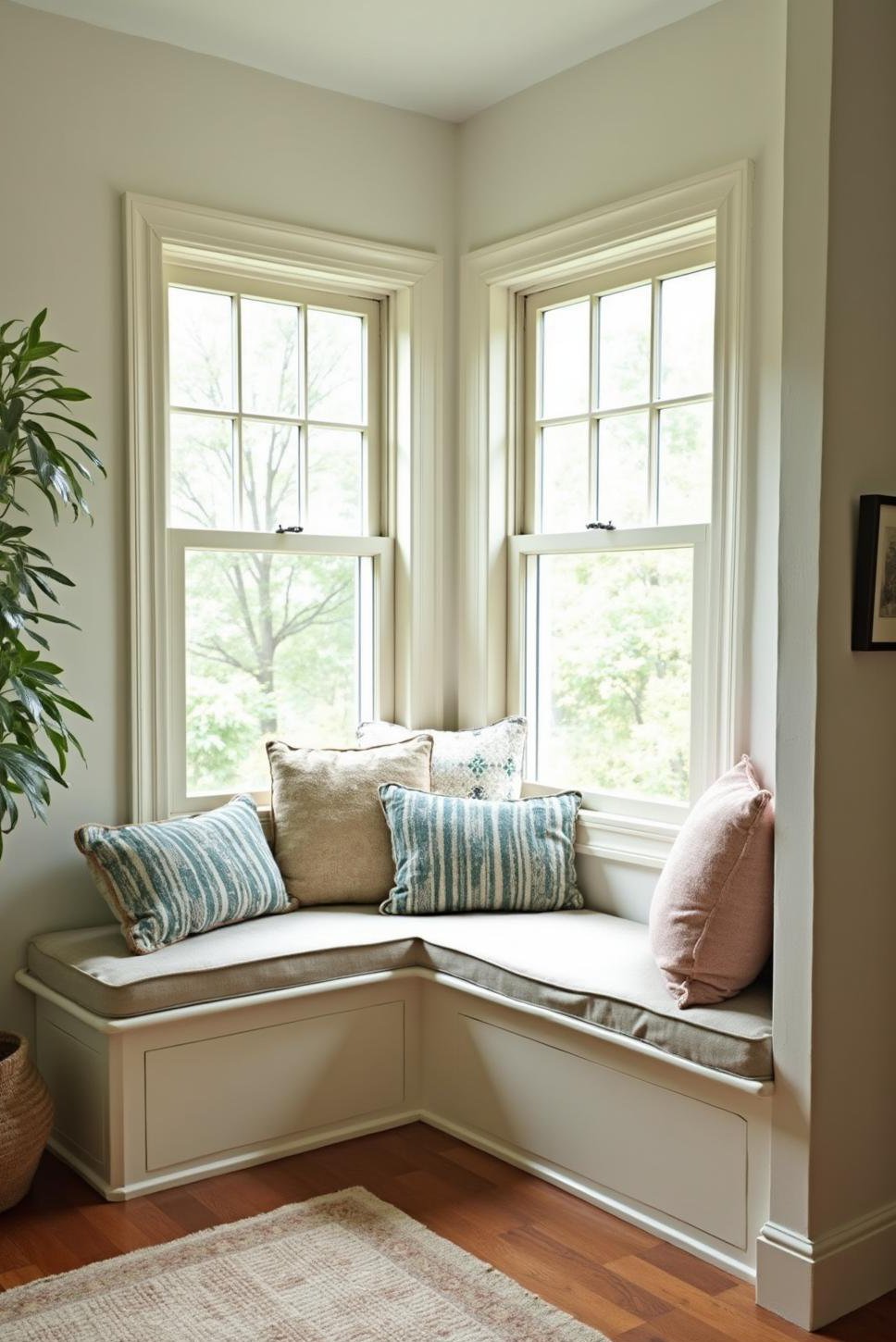 Space-Saving Small Sunroom with Built-in Seat