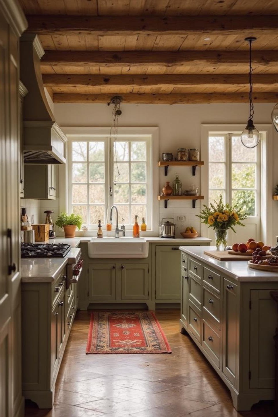 Spacious French Country Kitchen Island Design