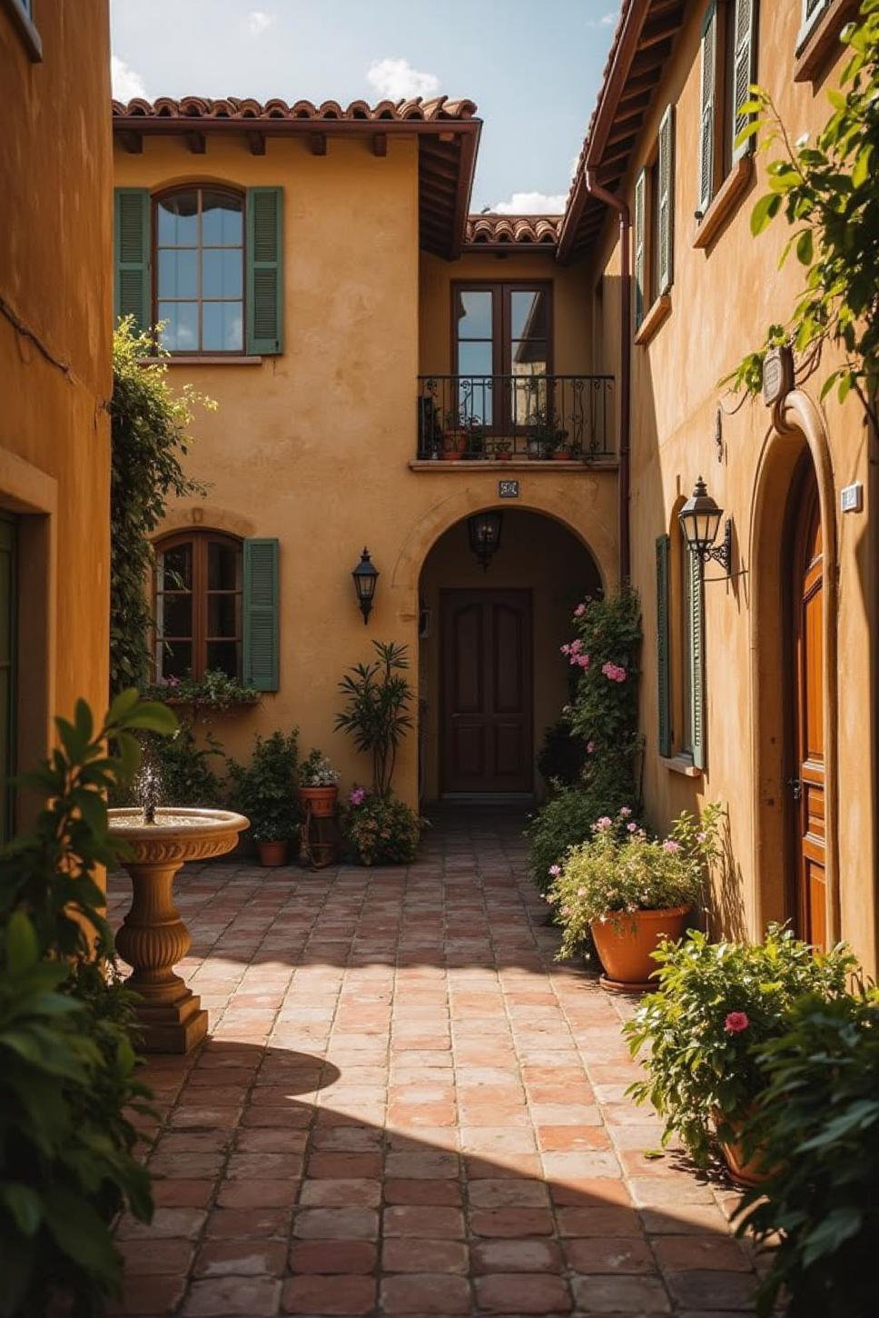 Spanish Mediterranean Courtyard: Tranquil & Inviting Oasis