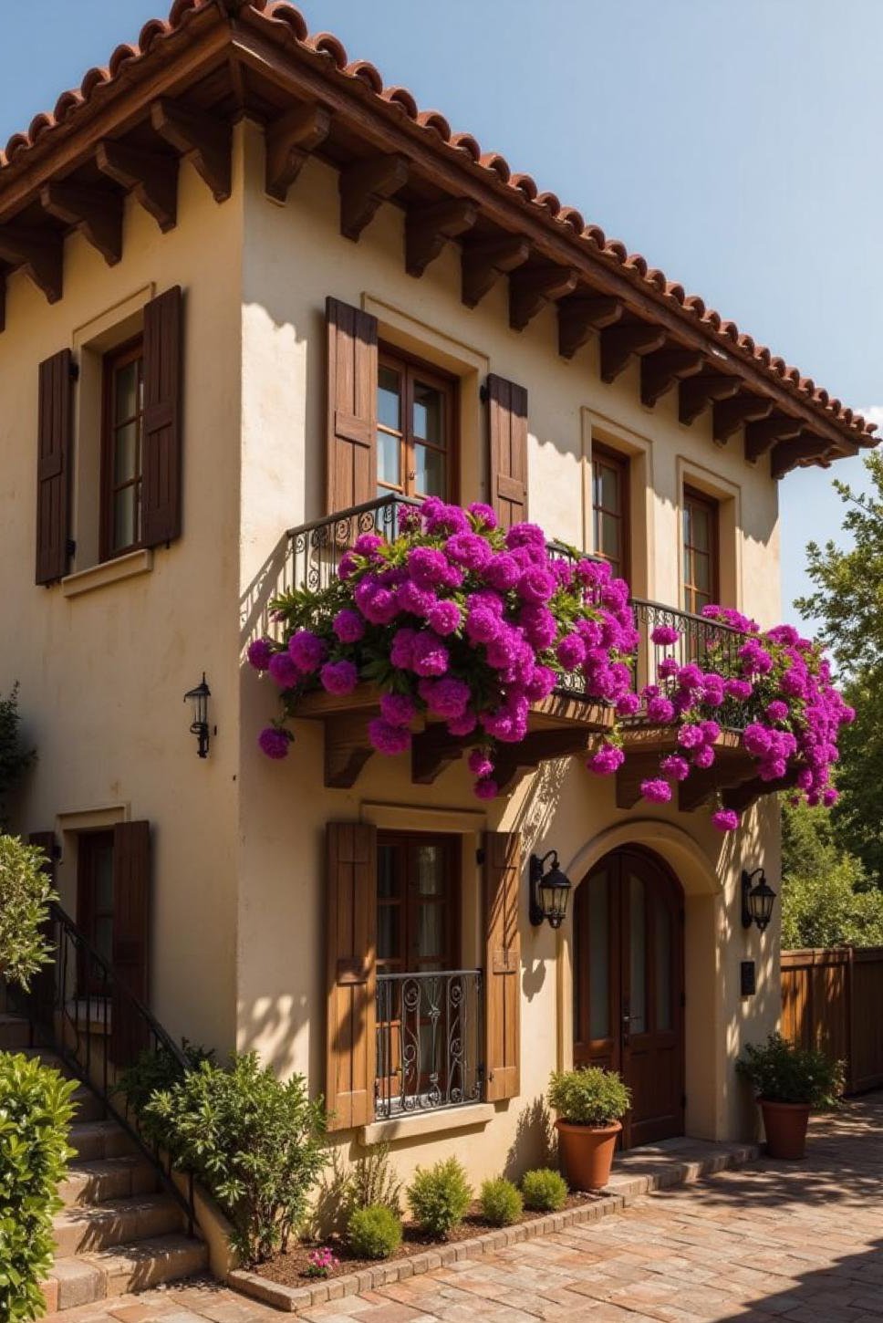 Sandy Beige Stucco & Terracotta Roof Mediterranean Home