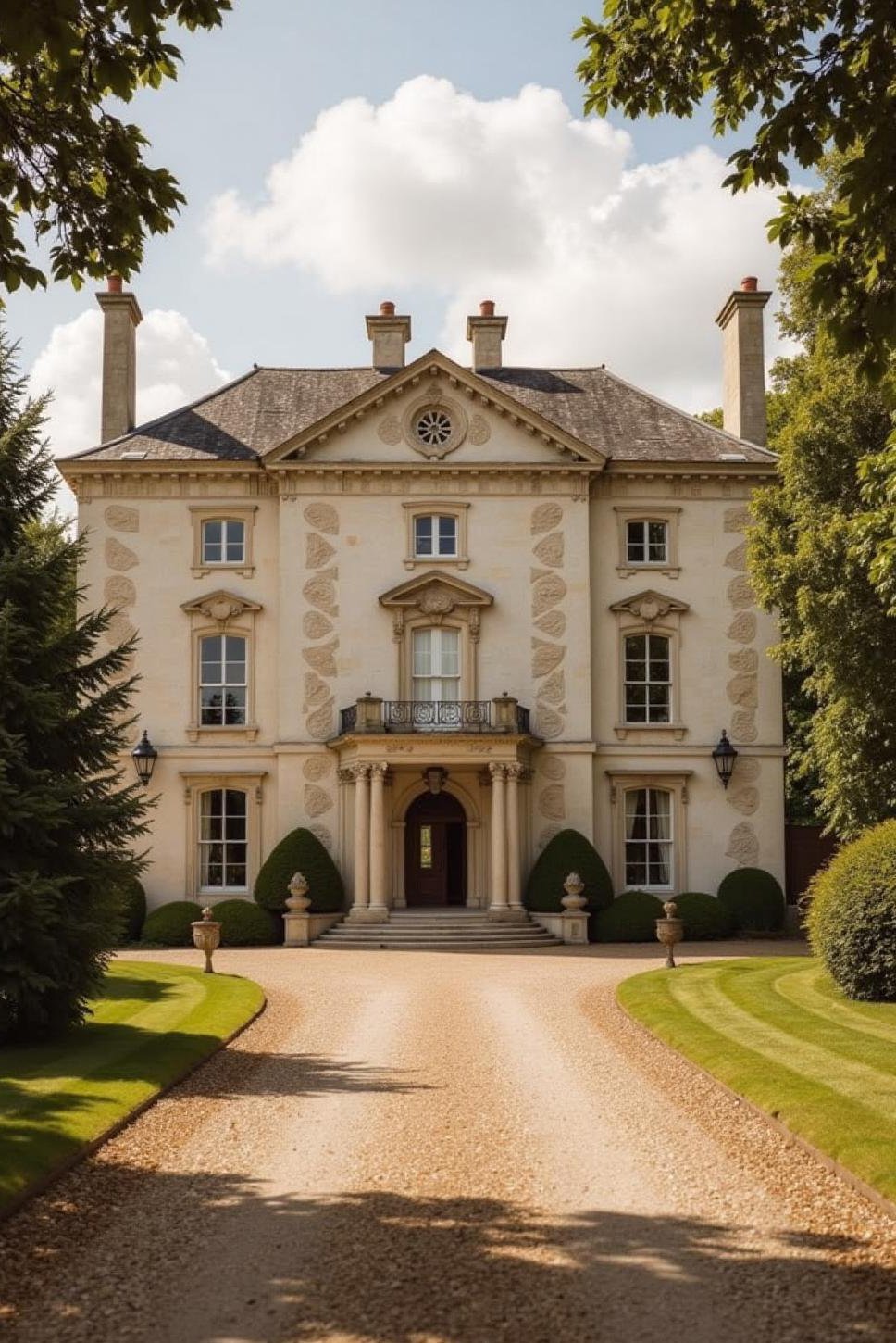 Regency English Country House: Pale Stone Facade