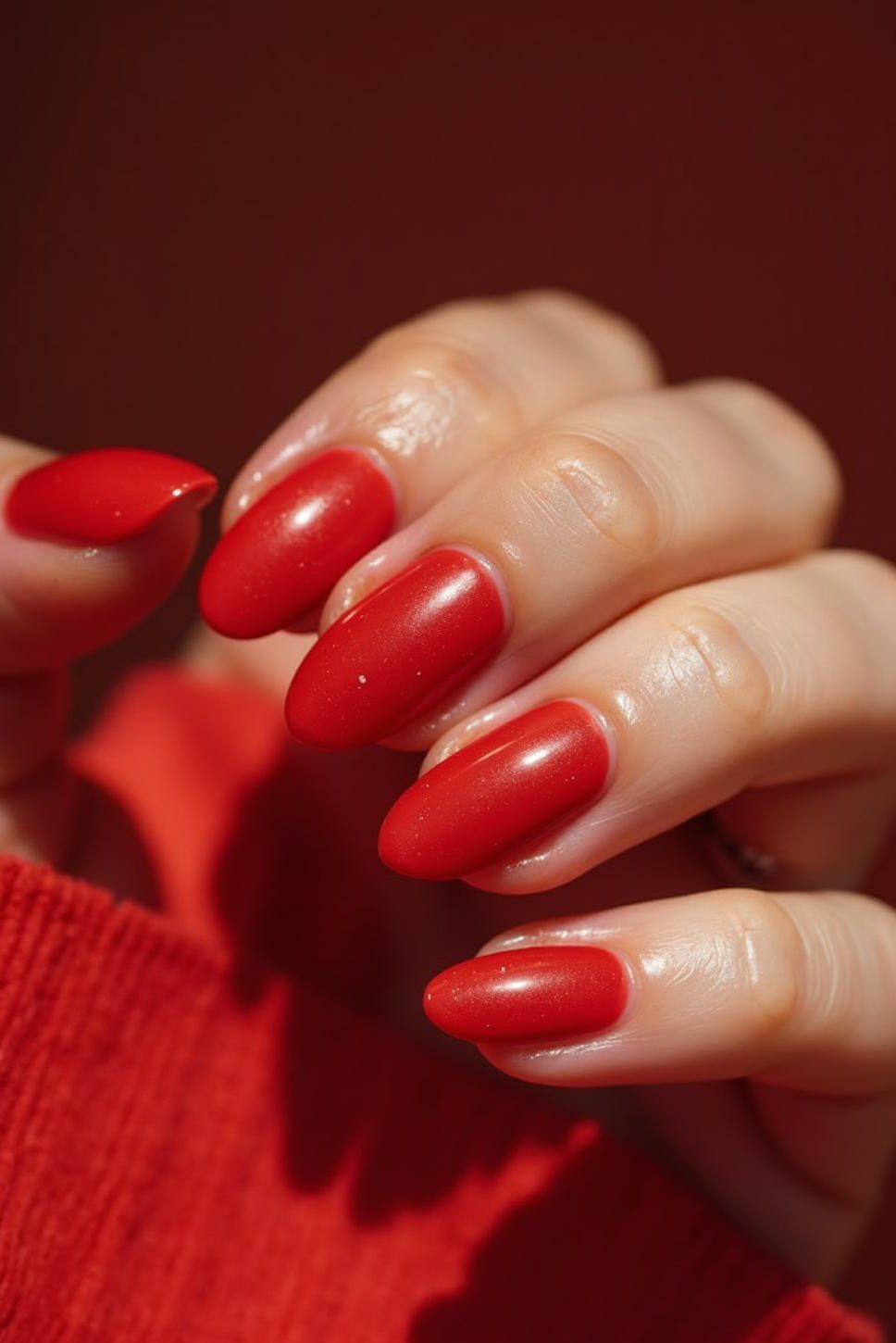 Matte Red Almond Nails: Chic Valentine's Day Design