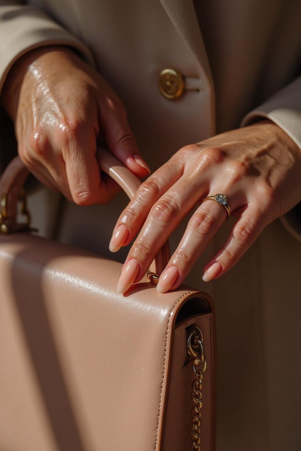 Elegant Short Nails: Peach & Pink Gradient