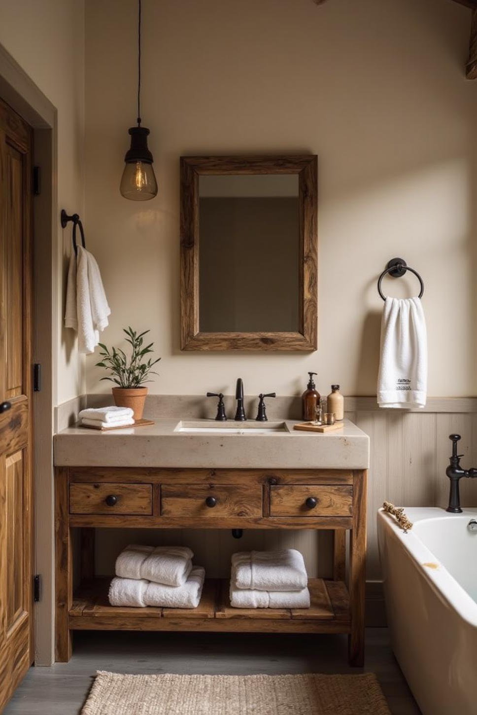 Rustic-Chic Taupe Bathroom Makeover: Warm & Cozy