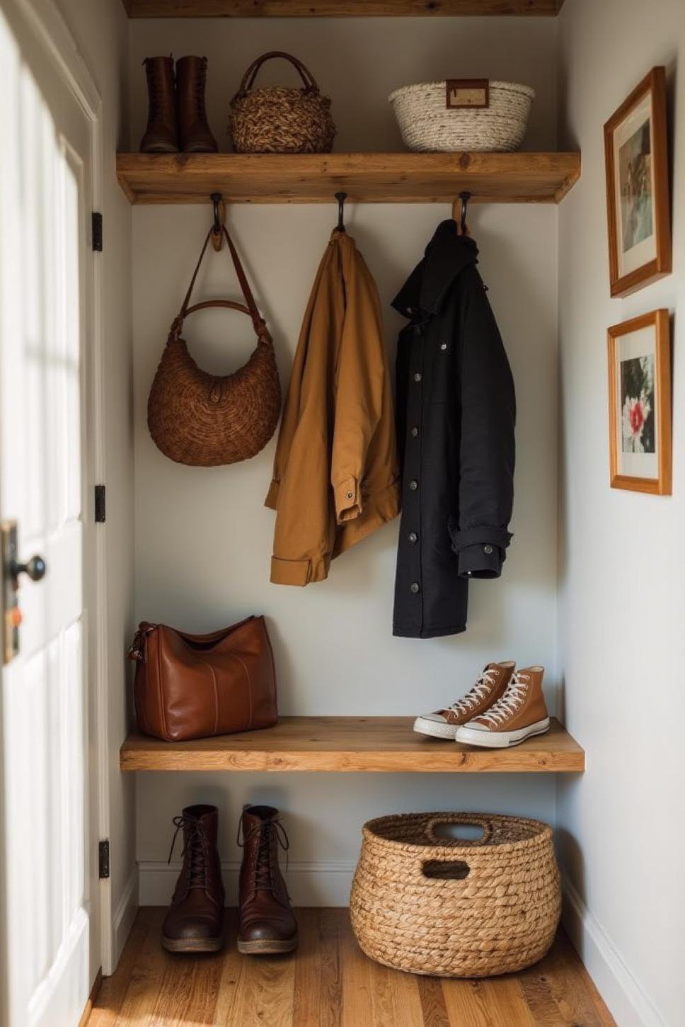 Floating Shelves: Tiny Mudroom Design Ideas