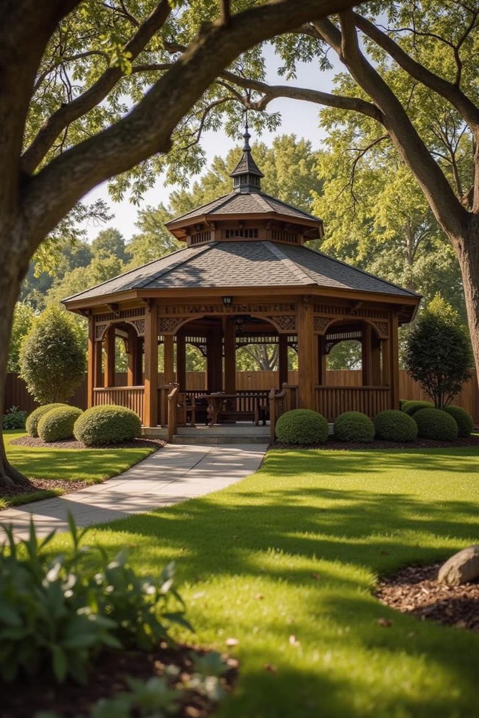 Spacious Wooden Gazebo: Backyard Design Ideas