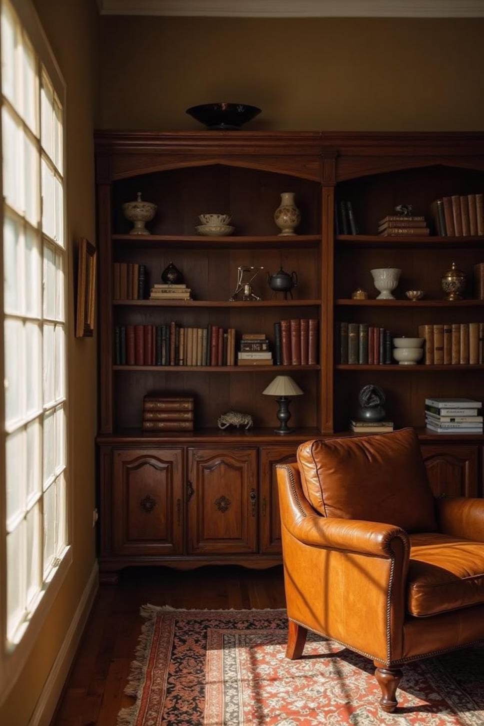 Dark Mahogany Kallax Room Divider: Study Bookcase