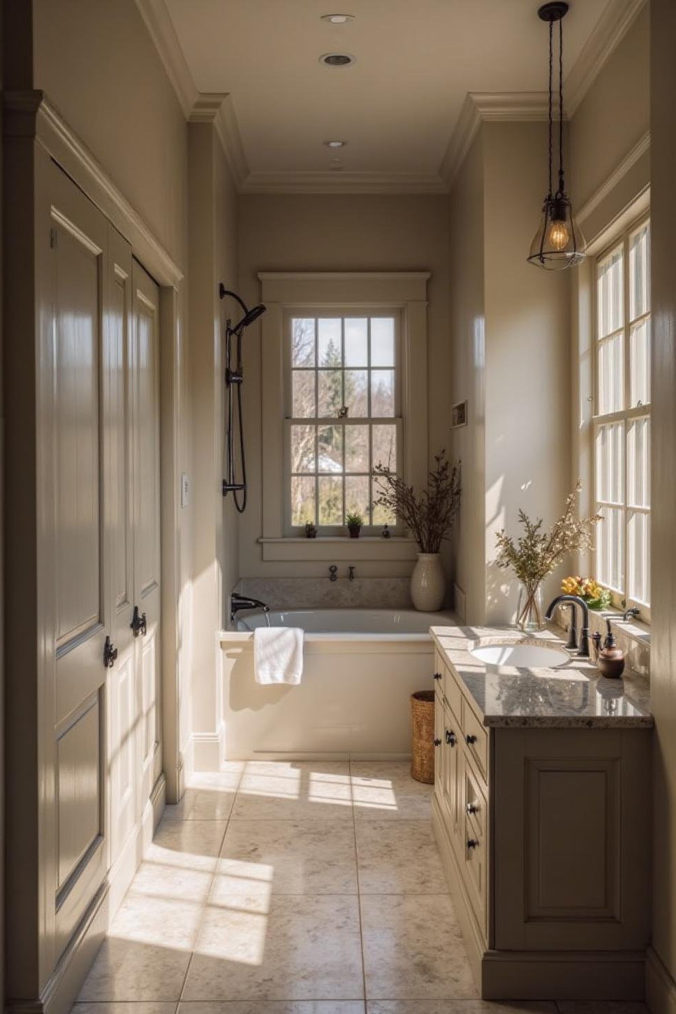 Sophisticated Taupe Bathroom: Modern & Traditional Blend