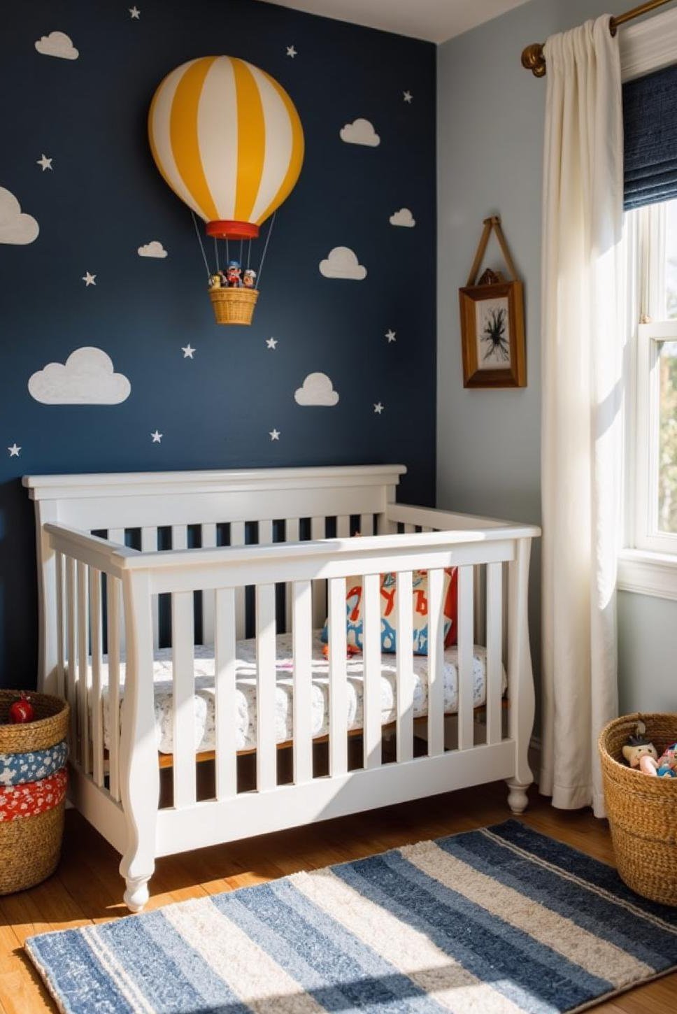 Navy Blue & White Hot Air Balloon Nursery