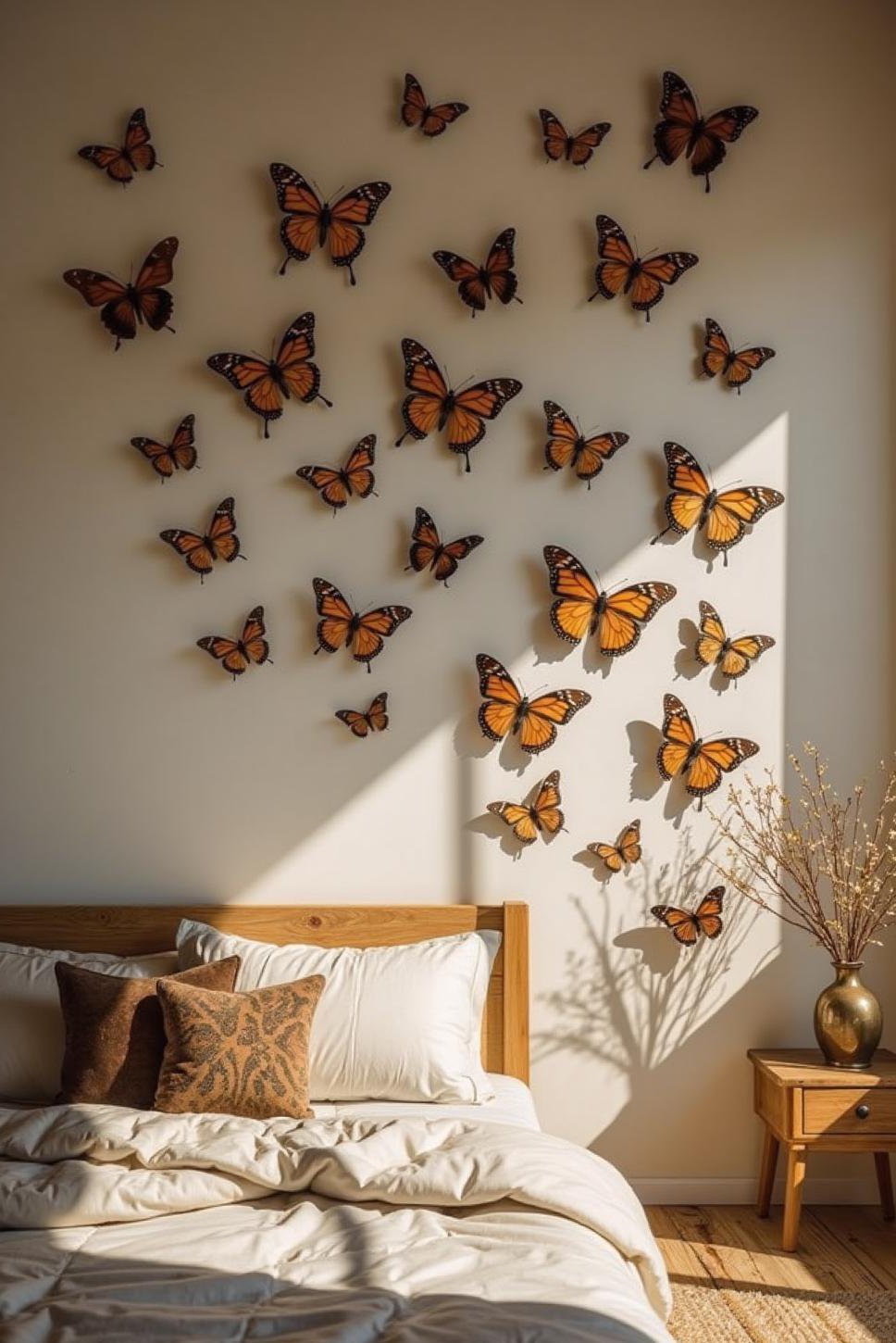 Butterfly Garden Wall Design: Calming Bedroom Decor