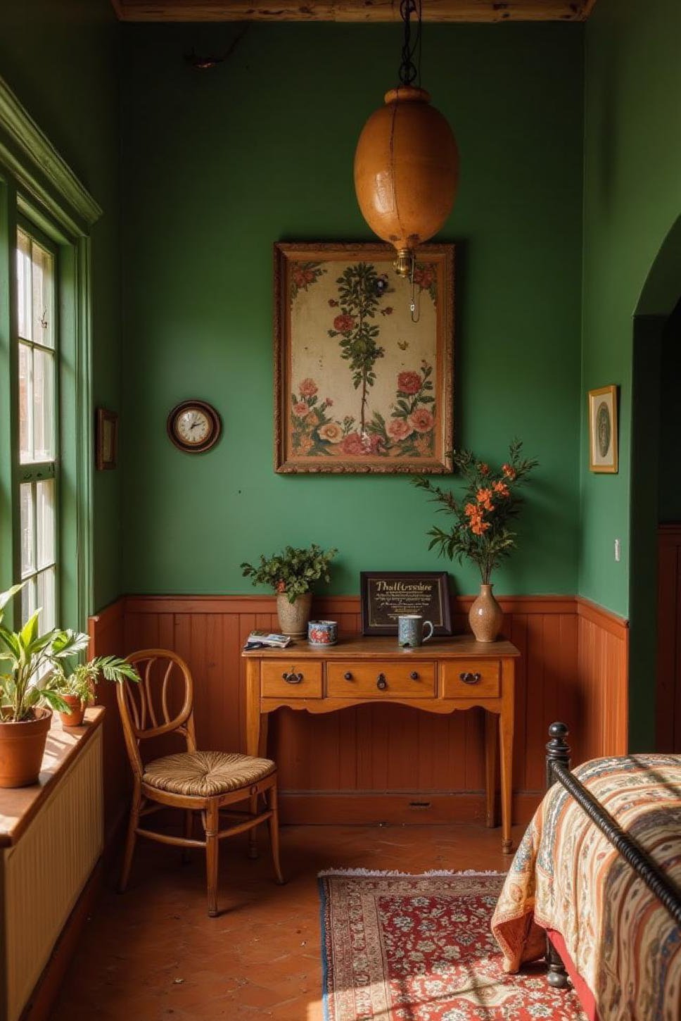 Earthy Bedroom: Green and Terracotta Bedroom Ideas