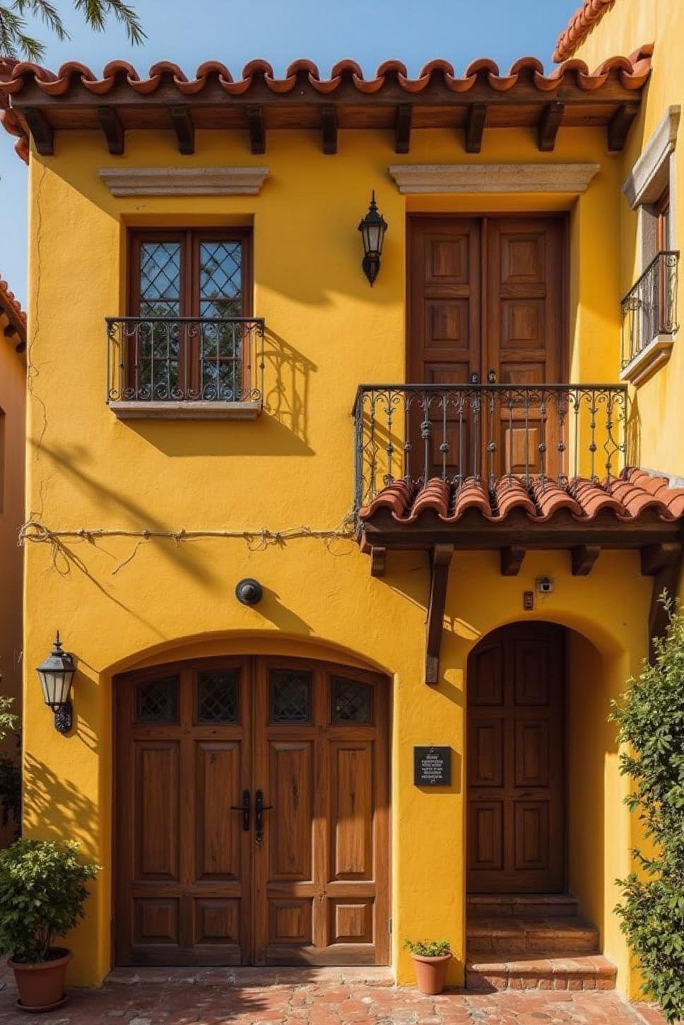 Sunny Yellow Mediterranean Home with Red Terracotta Roof