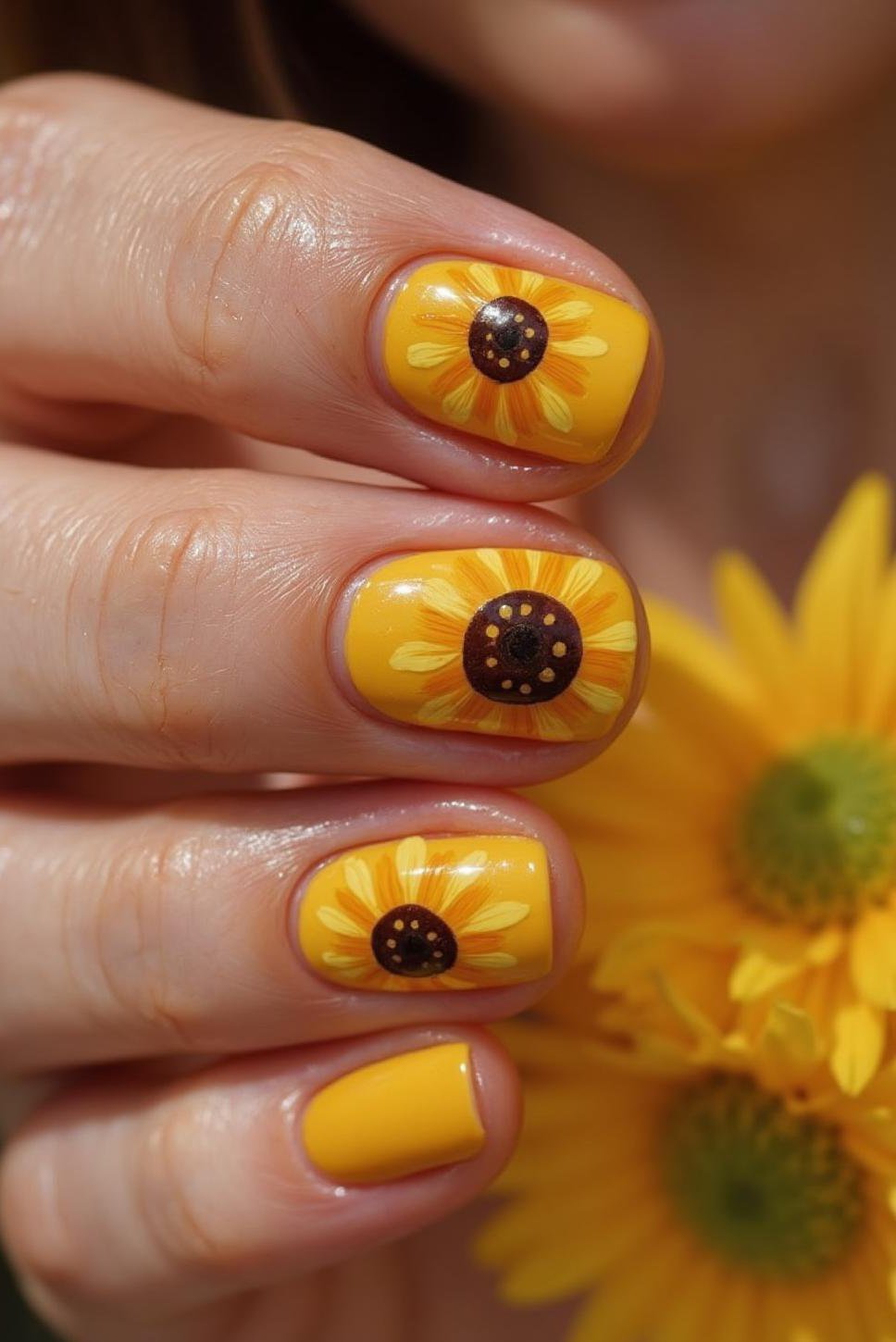 Summery Sunflower Teacher Nails: School Nail Art