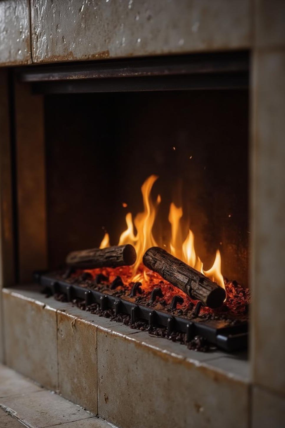 Modern Electric Fireplace: Concrete & Realistic Flames