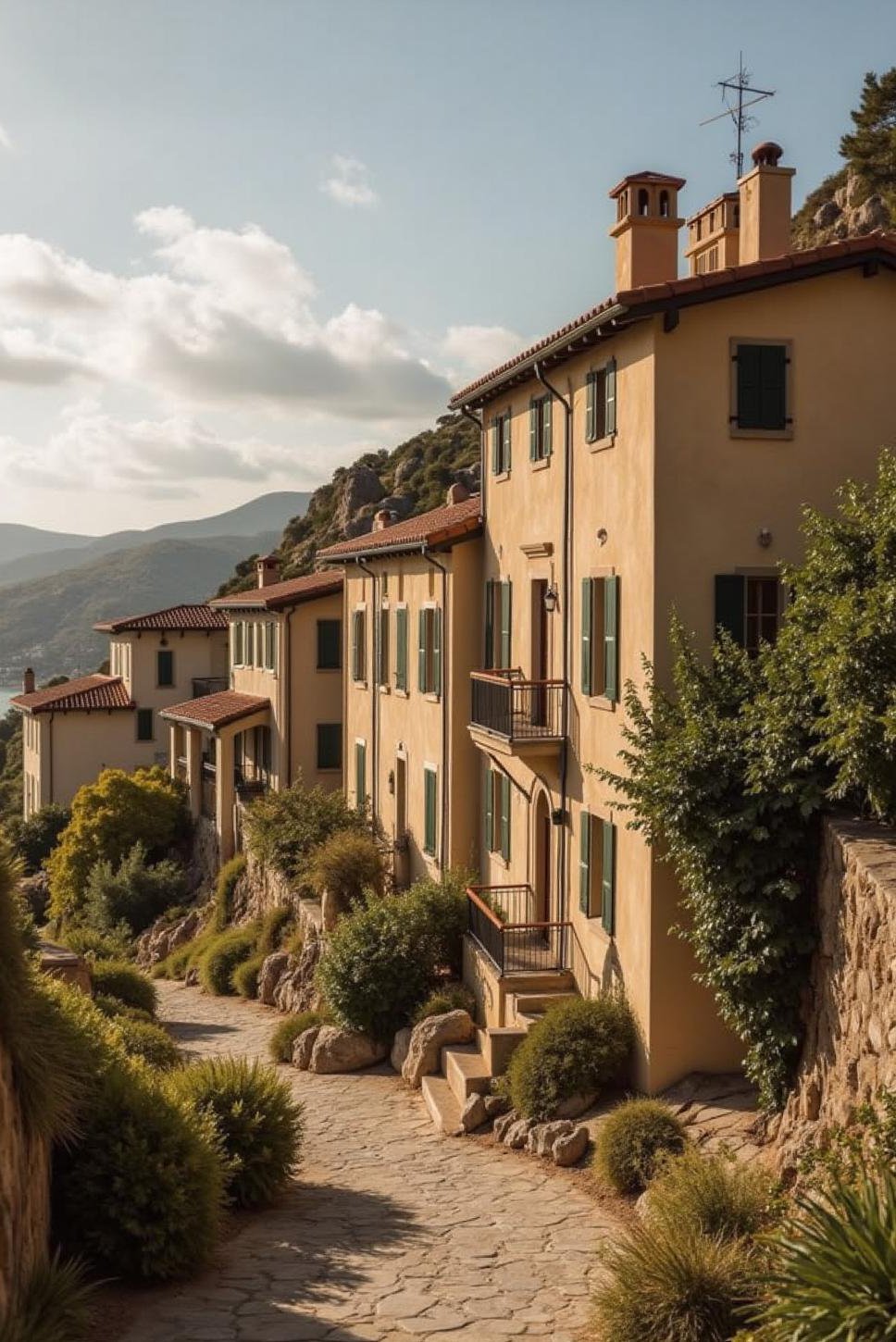 Mediterranean Homes Nestled on a Hillside