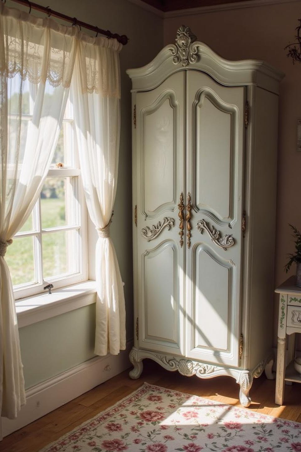 Shabby-Chic Vintage Dressing Room in Pastel Tones