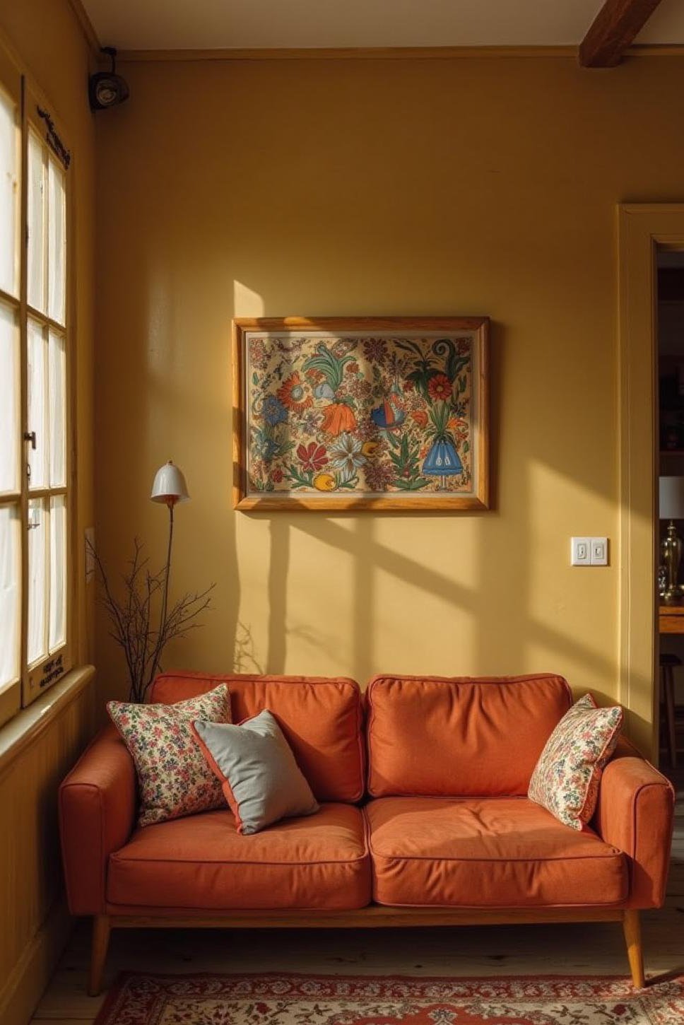 1960s Retro Living Room: Bold Colors & Geometric Patterns