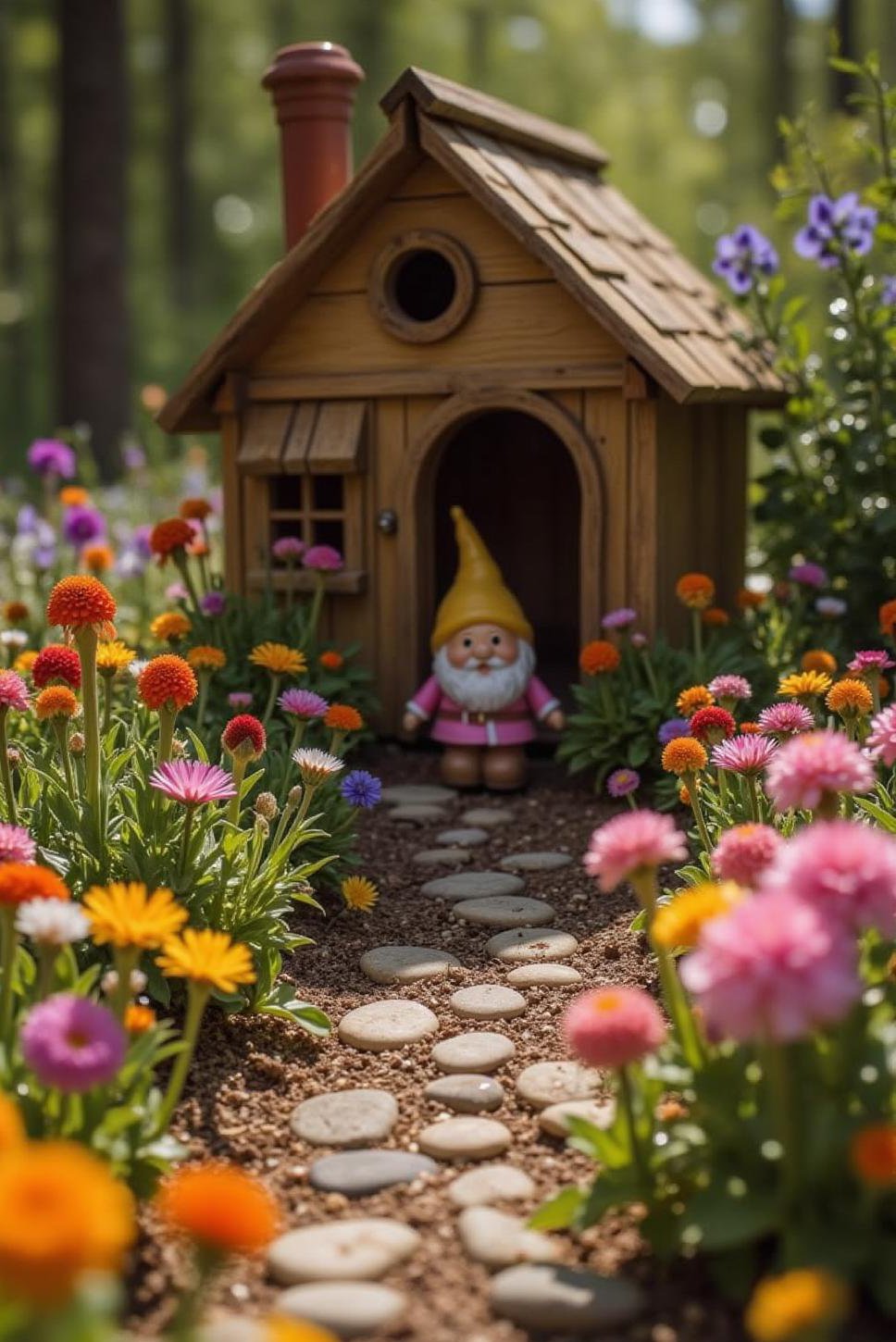Whimsical Secret Garden: Playhouse & Playful Gnomes