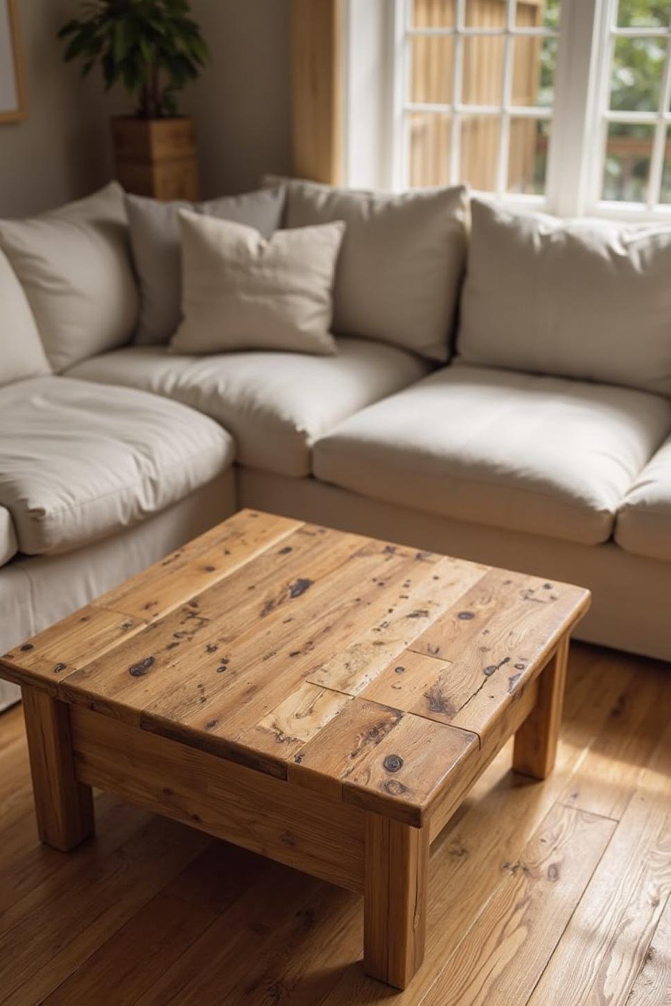 Patchwork Top DIY Coffee Table: Simple Rustic Charm