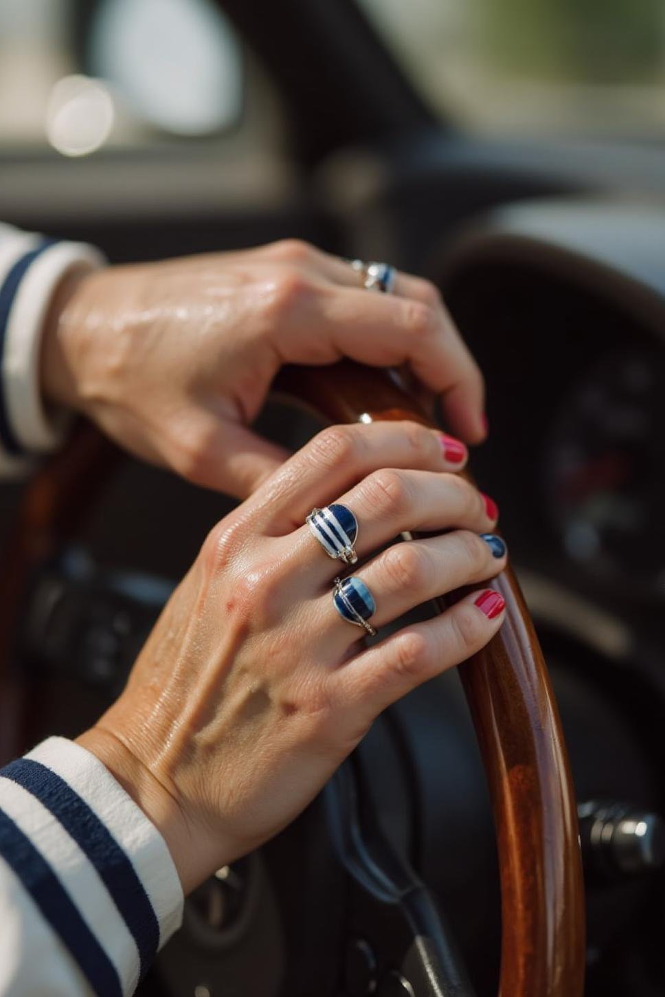 Nautical Blue and White Cruise Nail Stripes