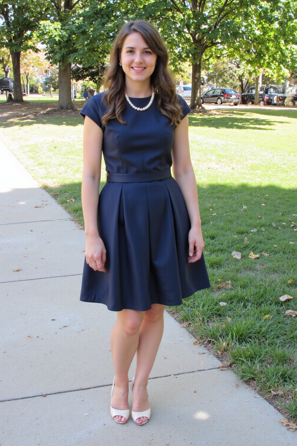 graduation outfit ideas - Navy Blue Graduation Dress & Ivory Heels - Looking for the perfect graduation dress? This navy...