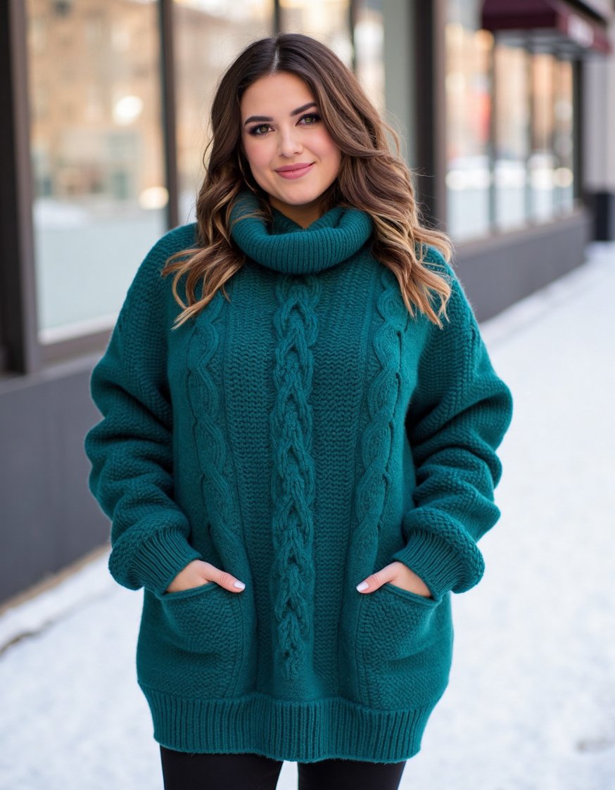 Casual outfit ideas - Curvy Winter Style: Casual Outfit Ideas - Cozy winter outfit idea! I love this chunky...