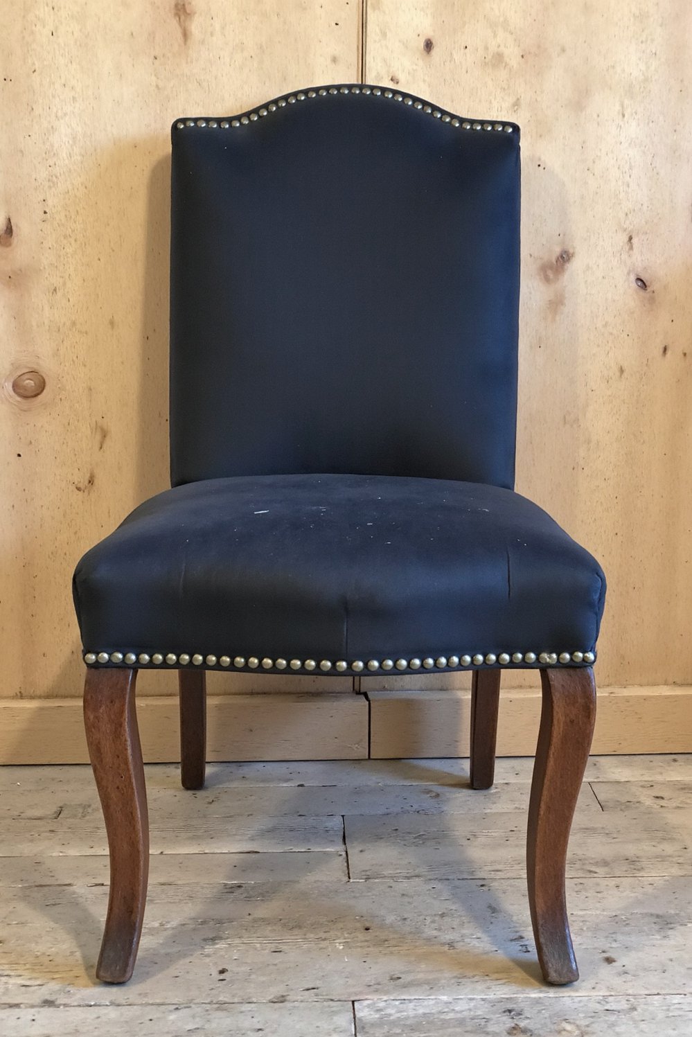 Neutral upholstered dining chairs - Modern Dining Chairs: Gray Velvet & Light Wood - Dark gray velvet dining chair with nailhead trim....
