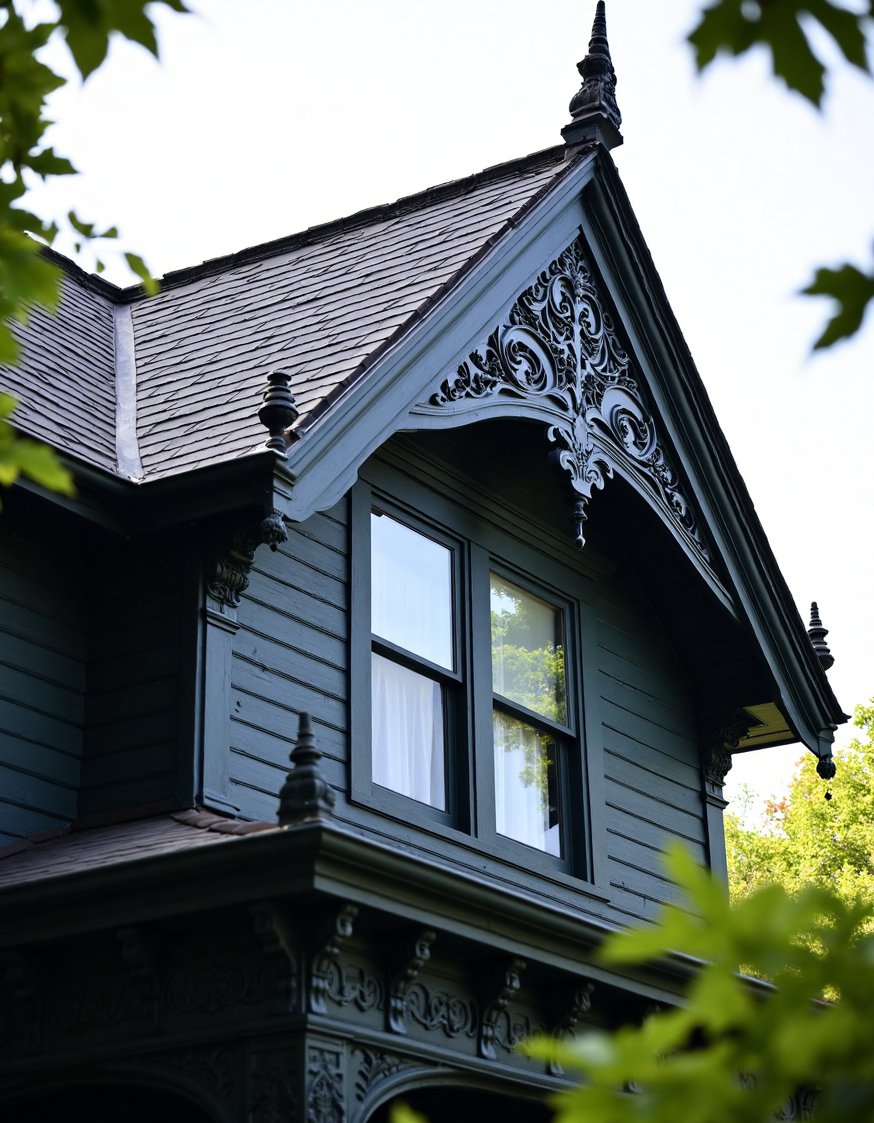 Victorian homes exterior - Intricate Slate Shingles: Victorian Home Exterior Detail - Victorian home exterior detail: intricate roof shingles. The...