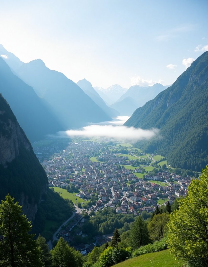 landscape photography nature - Misty Interlaken Sunrise: 4k Wallpaper Landscape - Serene Interlaken, Switzerland: a misty morning. The picturesque...