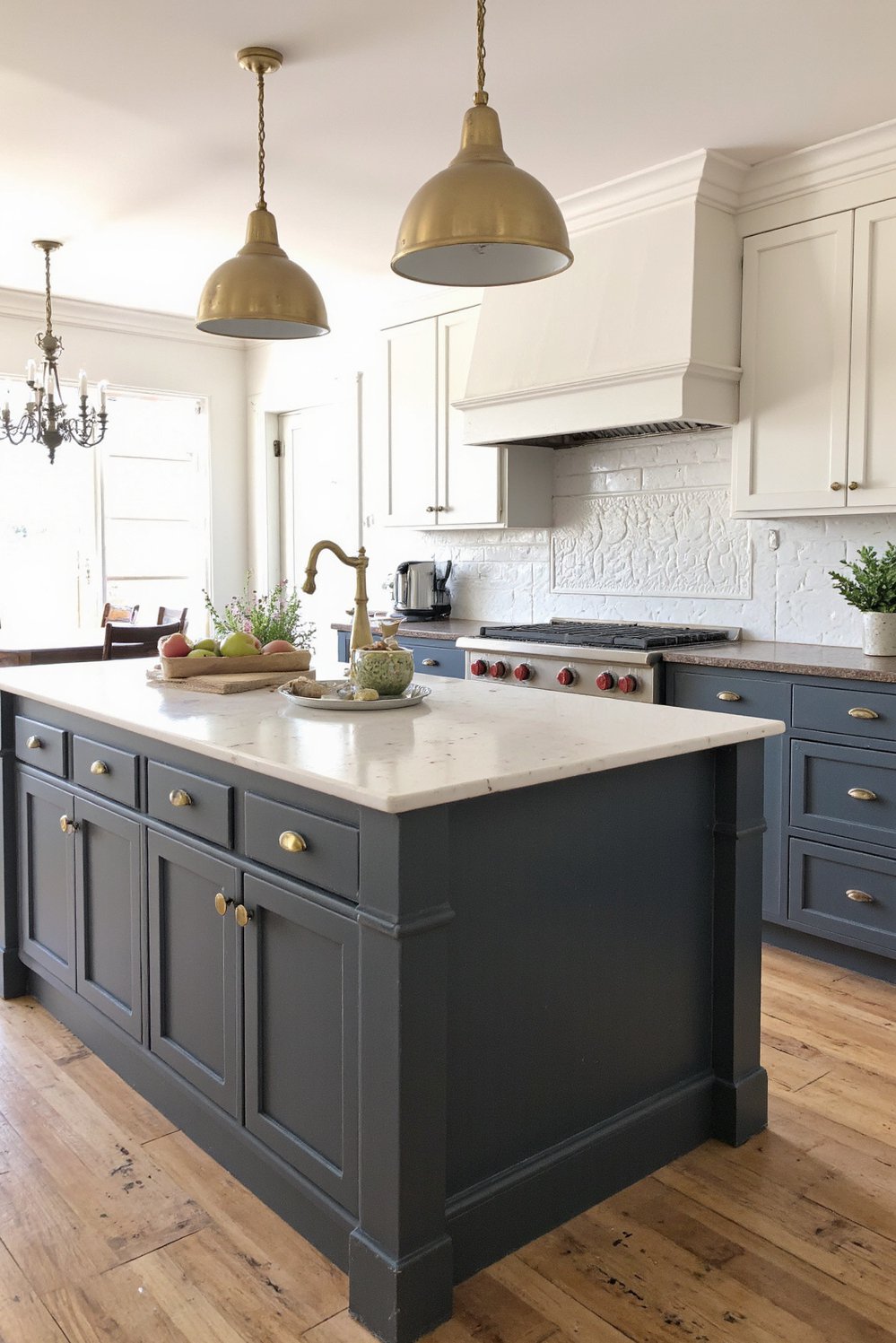 Modern Farmhouse Color Palette - Modern Farmhouse Kitchen: Grey, White & Brass - Modern farmhouse kitchens are my favorite! This kitchen...
