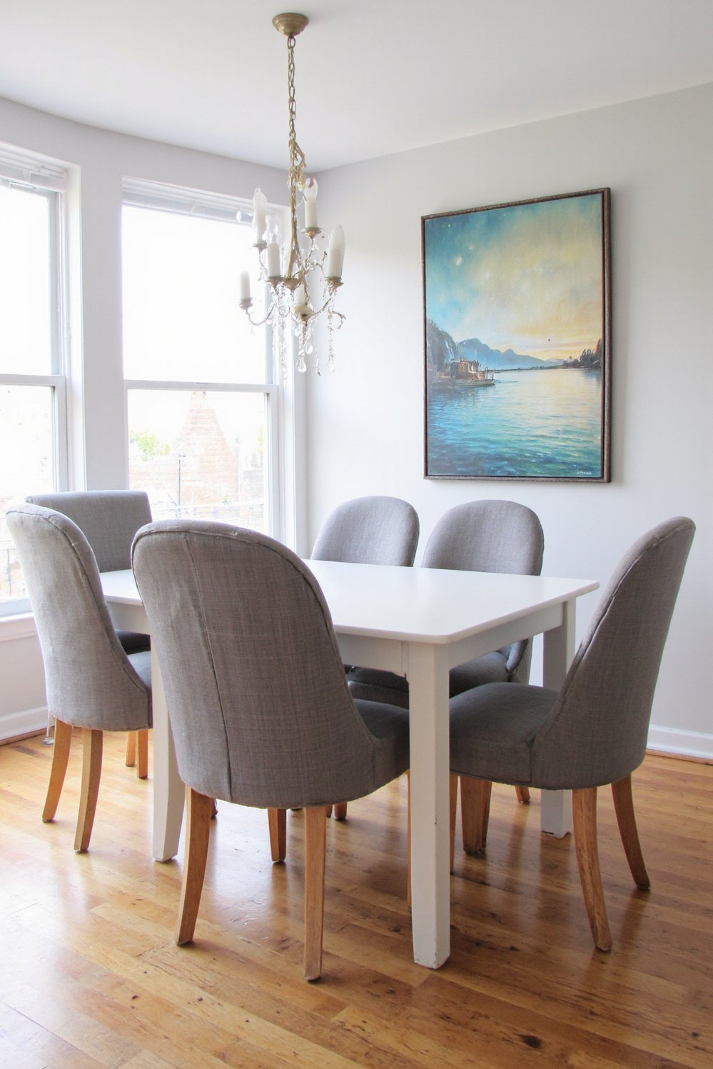 Neutral upholstered dining chairs - Stone Gray Linen Dining Chairs: Modern Small Space Style - Small space dining solutions? Look no further! This...