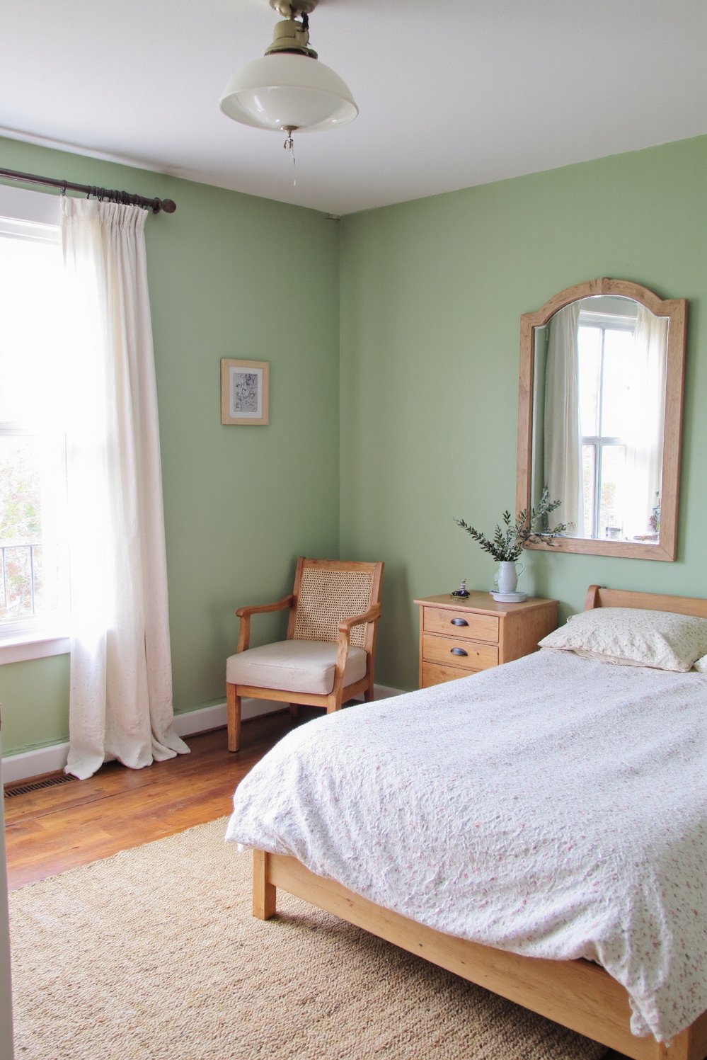 green bedroom ideas - Calm Scandinavian Sage Green Bedroom Ideas - Create a calming Scandinavian-style bedroom with this sage...