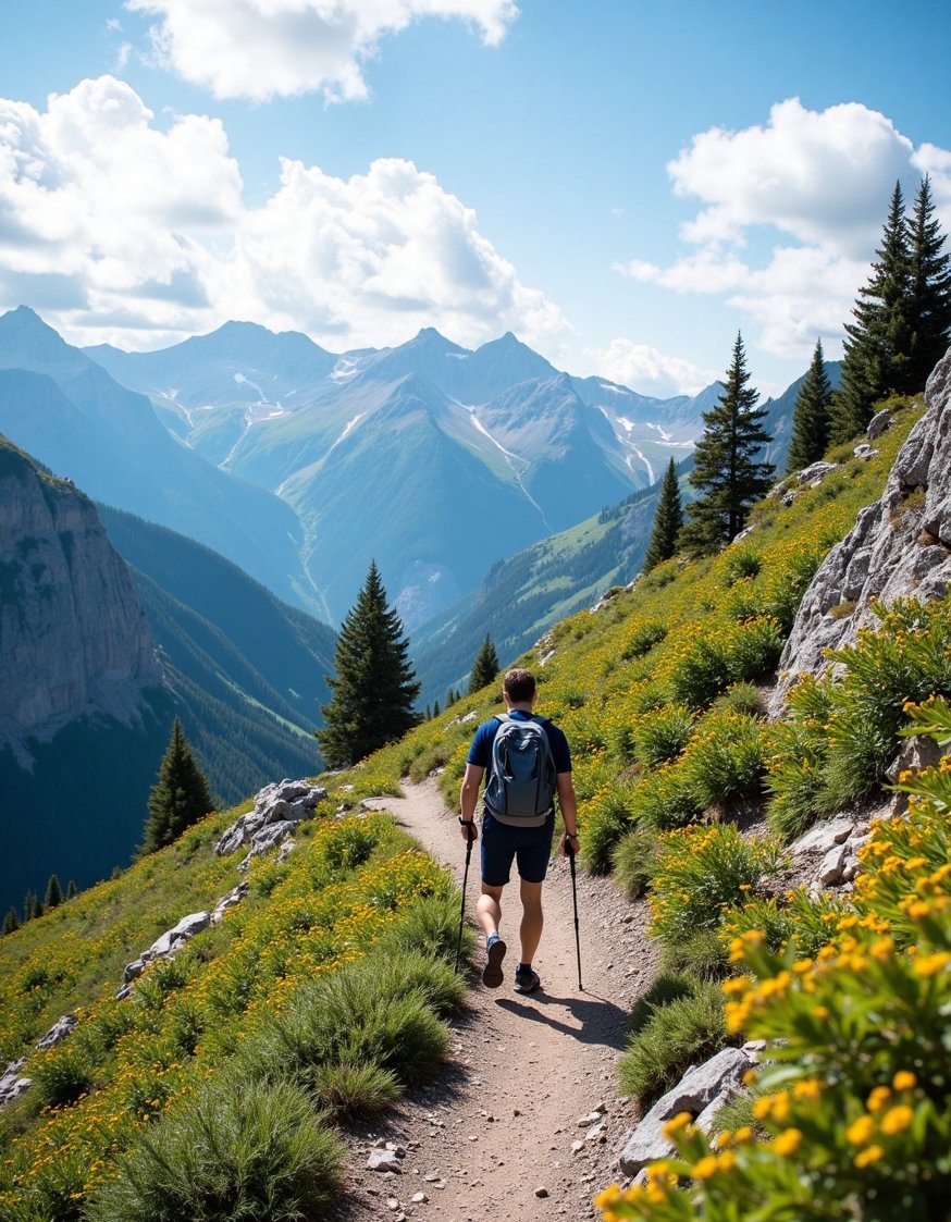 landscape photography nature - High Altitude Hiking: Rugged Mountain Trail - This photo captures the rugged beauty of a...