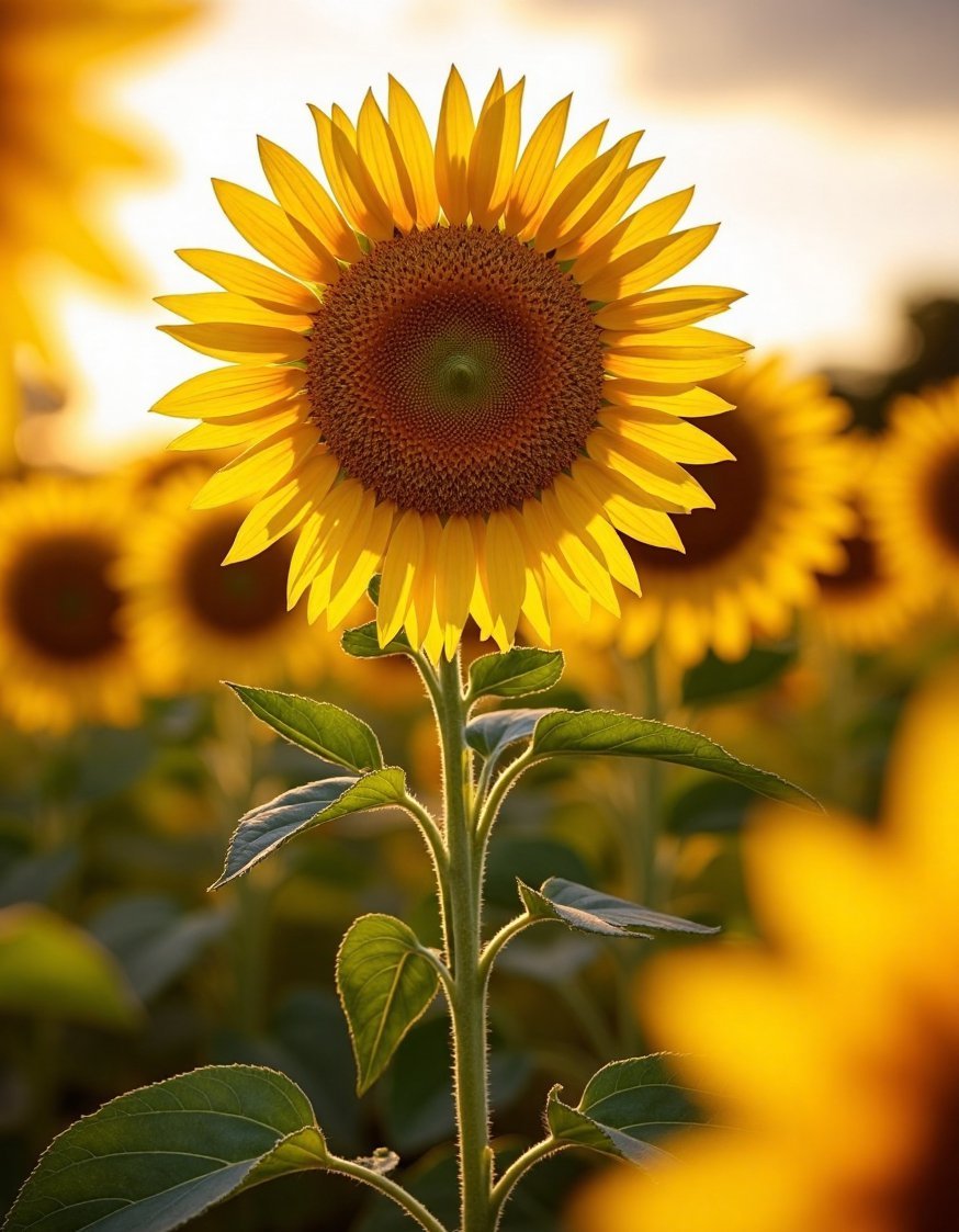 Flower Field Photography Ideas - Dramatic Sunflower Field: Warm & Cool Tones - Warm and cool tones collide in this dramatic...