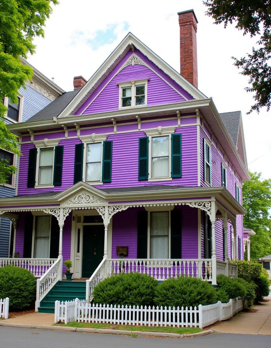 Victorian homes exterior - Purple Victorian Home Exterior: Massachusetts Curb Appeal - This Victorian home exterior is a showstopper! The...