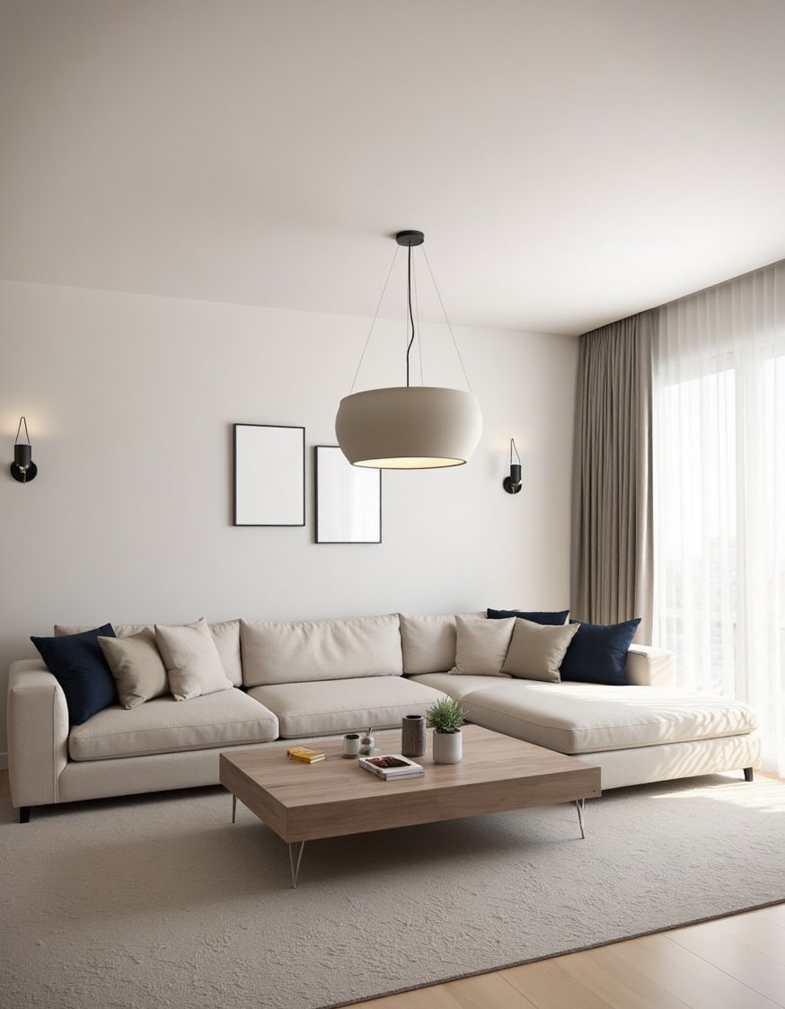 Living Room Lighting Ideas - Modern Living Room Lighting: Minimalist Pendant & Sconces - Modern living room lighting: Clean lines and a...