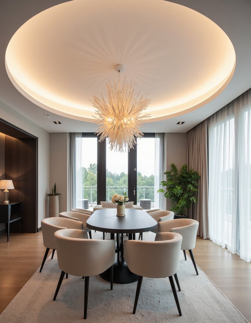 Living Room Lighting Ideas - Dramatic Pendant Light & Recessed Lighting - Modern living room lighting ideas for high ceilings....