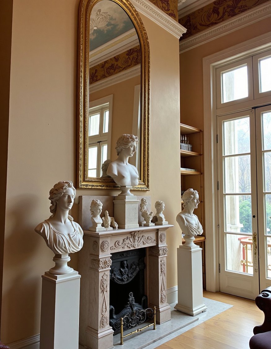 Neoclassical Interior Living Rooms - Neoclassical Sculptures in a Formal Living Room - Neoclassical living room design: elegance and sophistication. This...