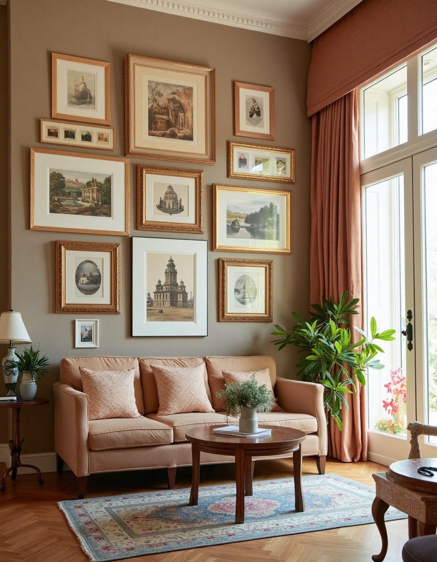 Neoclassical Interior Living Rooms - Neoclassical Living Room: Artful Prints & Ornate Frames - Elegant neoclassical living room showcasing fine art. Ornate...