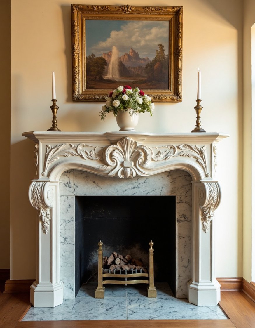 Neoclassical Interior Living Rooms - Neoclassical Living Room: Fireplace as Focal Point - Neoclassical fireplace: the heart of the home. The...