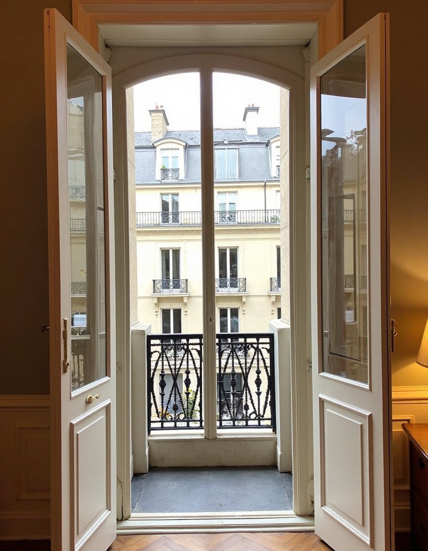 Neoclassical Interior Living Rooms - Parisian Neoclassical Living Room with Balcony View - Parisian Neoclassical living room with a view. The...