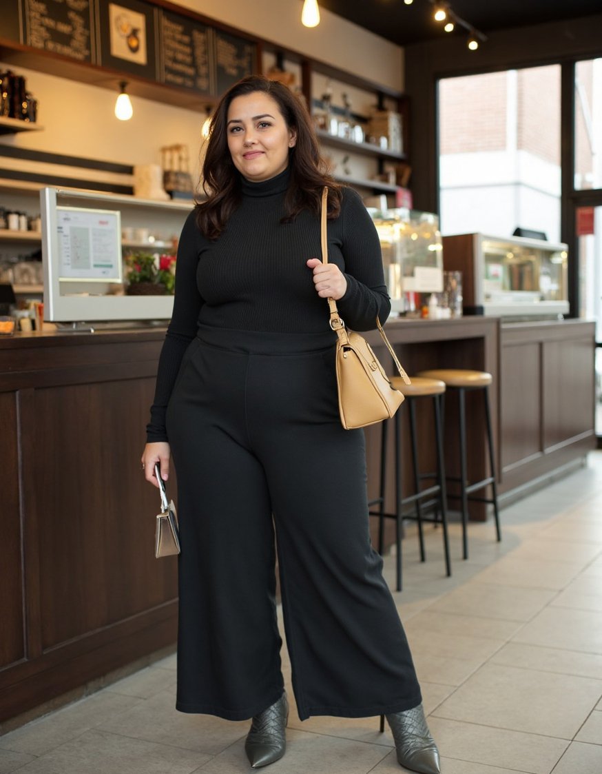 Casual outfit ideas - Chic Plus Size Fall Jumpsuit Outfit - Stylish plus-size fall outfit: This look is all...
