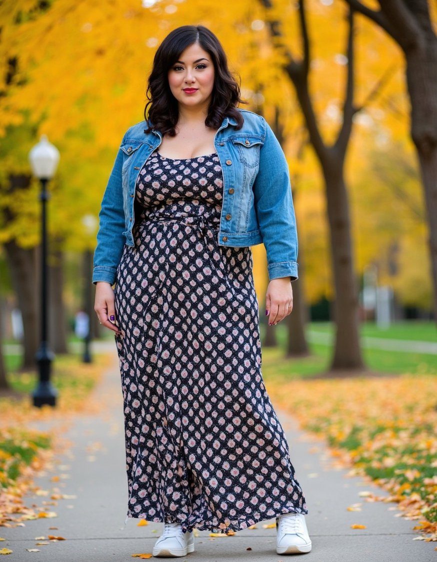 Casual outfit ideas - Plus Size Fall Outfit: Chic Maxi Dress & Denim - Effortlessly chic plus-size fall outfit. I love this...