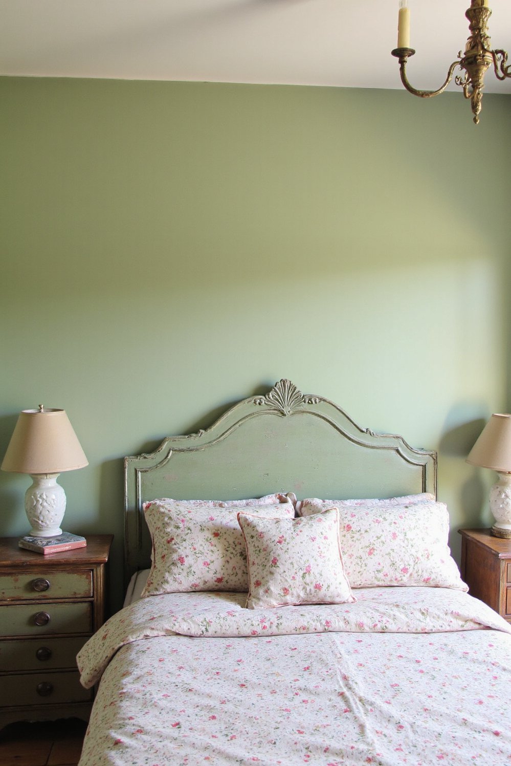 green bedroom ideas - Sage Green Shabby Chic Bedroom Decor - Shabby chic bedroom? Yes, please! This sage green...