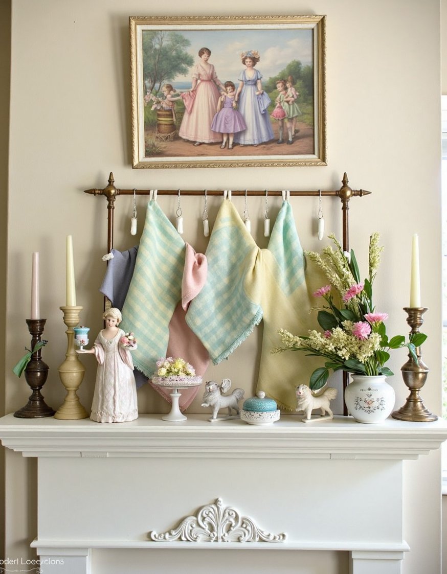 Spring mantel decor ideas - Vintage Spring Mantel: Antique Charm & Pastel Hues - Spring mantel, vintage style! This charming mantel features...