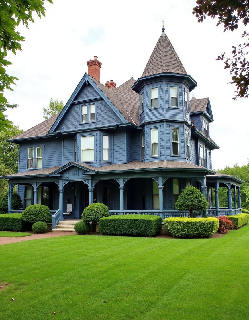 Victorian homes exterior - Stately Blue-Grey Victorian Home Exterior - Victorian home exterior: I love the stately blue-grey...