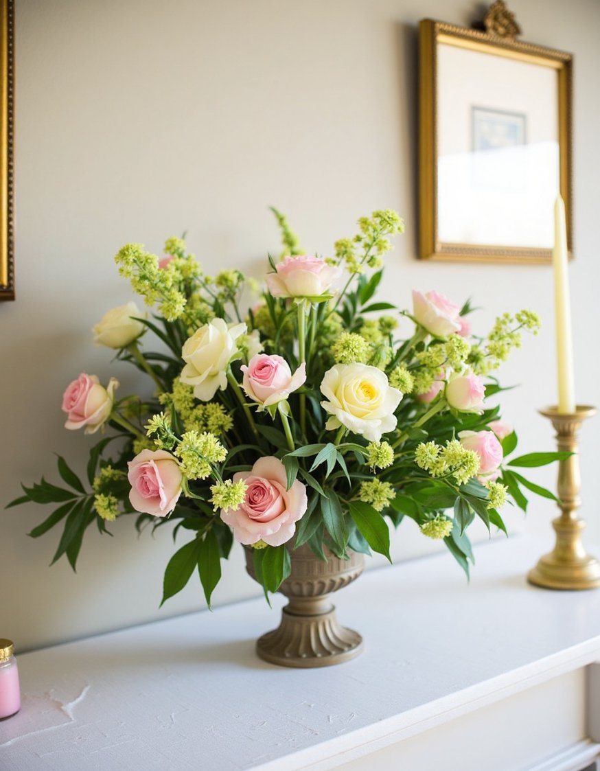 Spring mantel decor ideas - Elegant Spring Mantel Decor: Pastel Flowers & Candles - Spring mantel decor doesn't get more classic than...