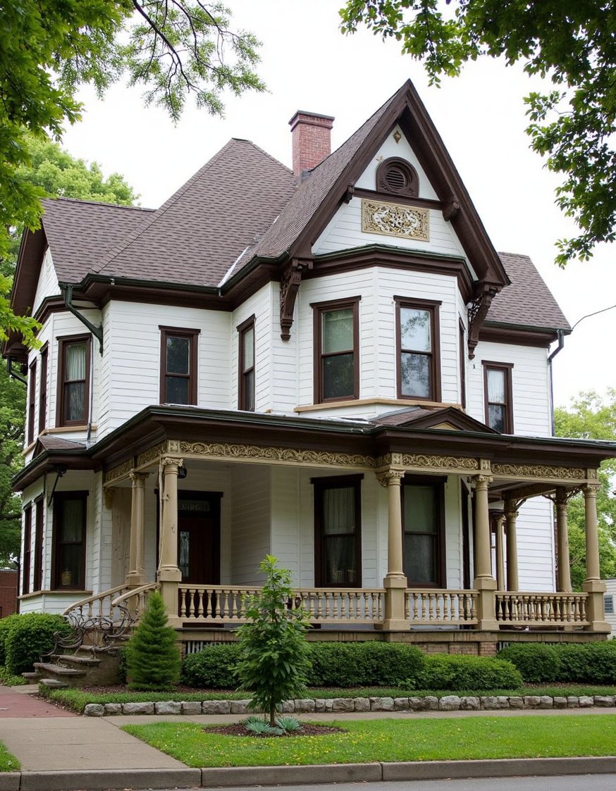 Victorian homes exterior - Classic White Victorian Home with Wrap-Around Porch - Classic Victorian home exterior with a gorgeous wrap-around...