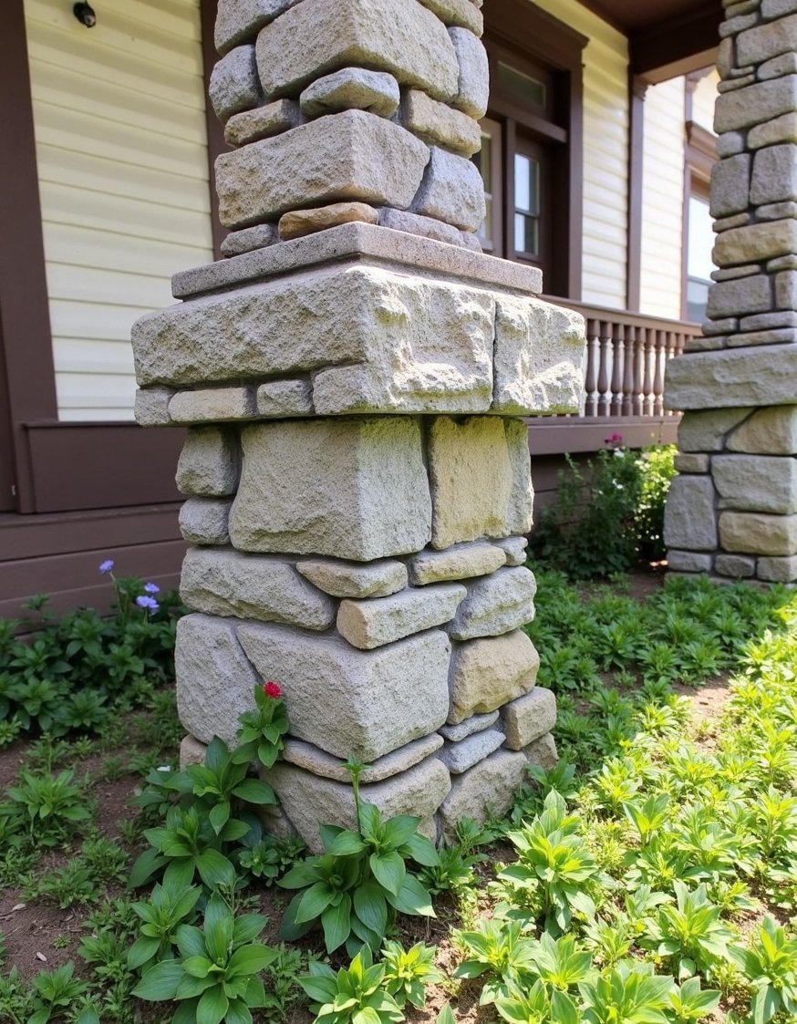 Victorian homes exterior - Victorian Home Exterior: Stone Foundation Detail - Close-up view of a Victorian home's foundation. I...
